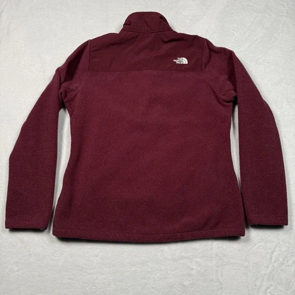 The North Face Jacket Womens Medium Red Fleece 1/4 Zip Pullover Pockets Soft - Picture 5 of 9